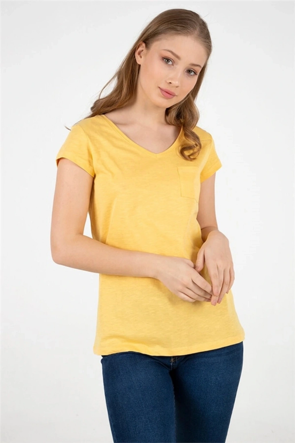 22y0147k1 Kadın T-shirt Sarı