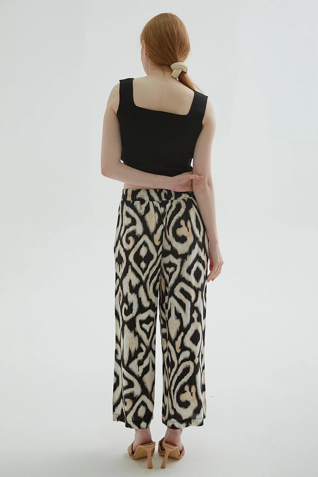 24y0848k1 Kadın Desenli Crop Pantolon