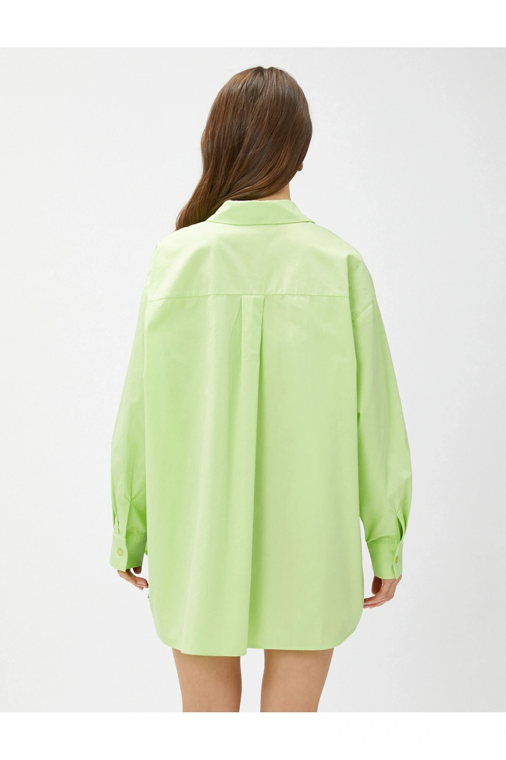 3sak60011pw 786 Yeşil Kadın Pamuk Woven Tops Gömlek