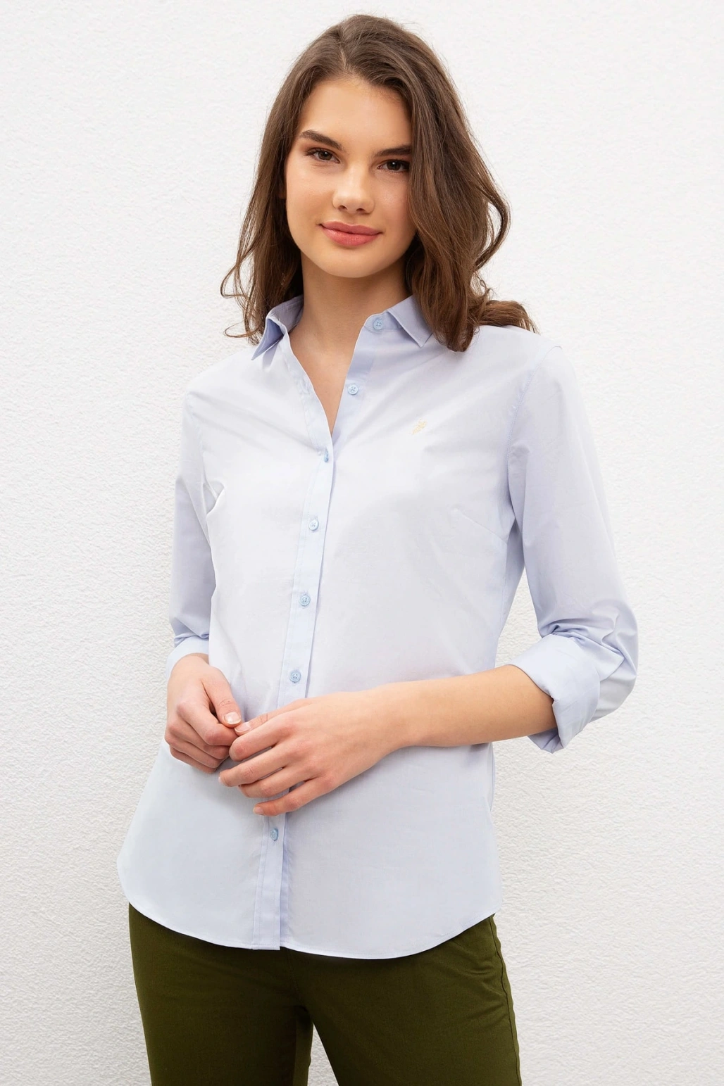 Mavi Kadın Dokuma Gömlek