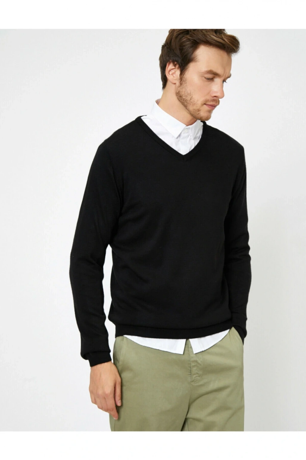 Erkek Siyah V Yaka Kazak