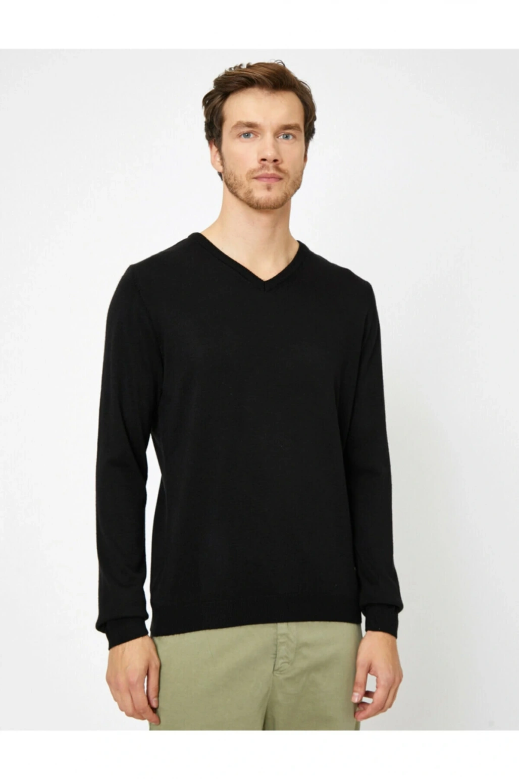 Erkek Siyah V Yaka Kazak