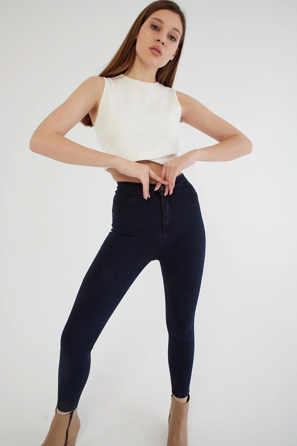 Yüksel Bel Skinny Jean Pantolon Mavi