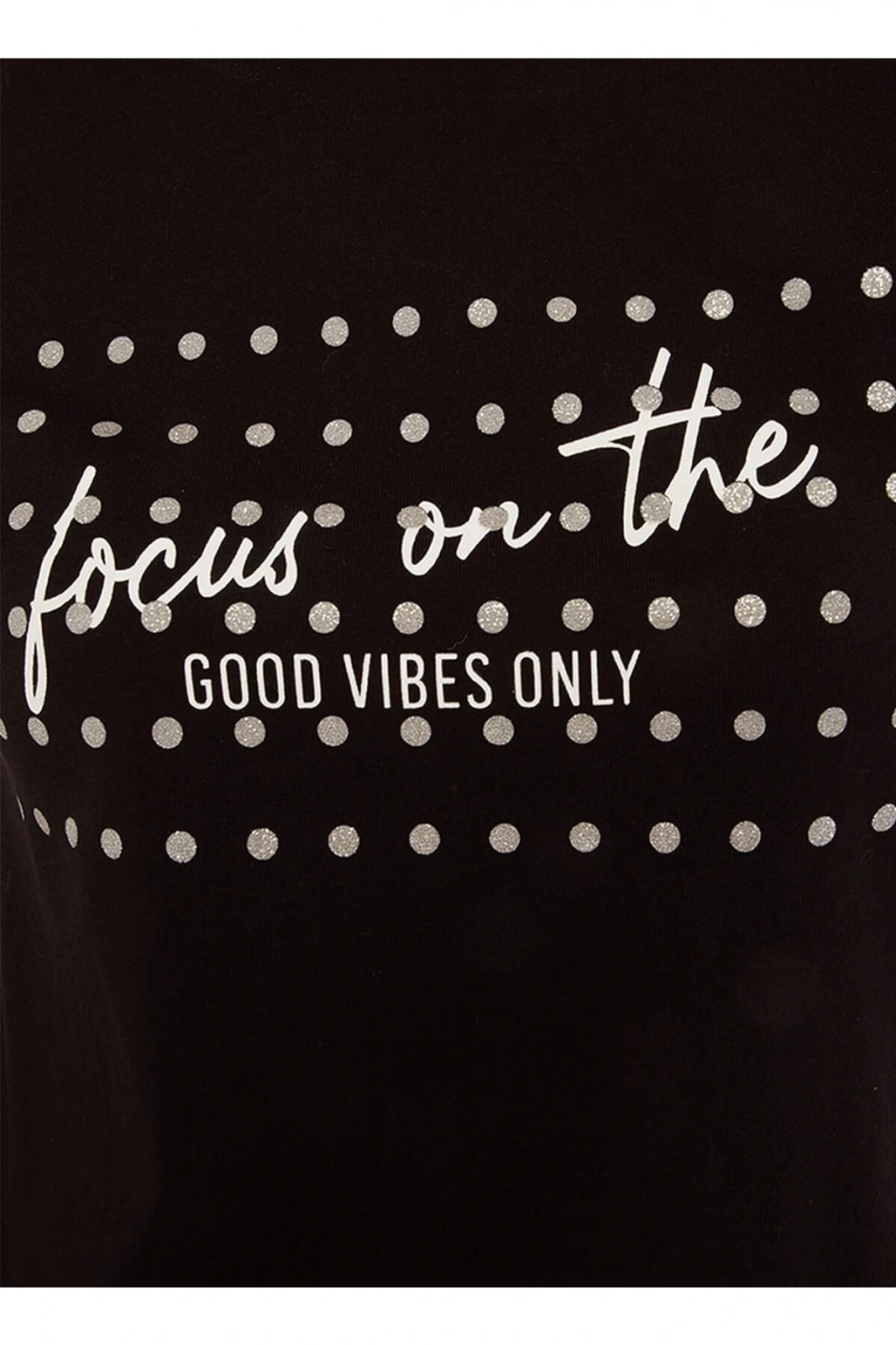 Pamuk Bisiklet Yaka Kısa Kollu Standart Fit Baskılı Siyah Kadınt-shirt