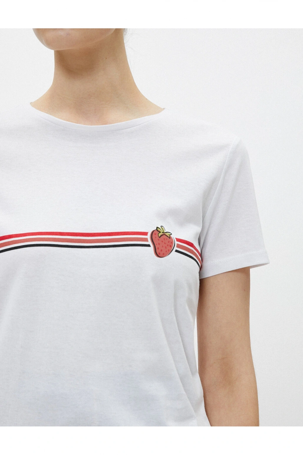 Baskılı Tişört Bisiklet Yaka Pamuklu