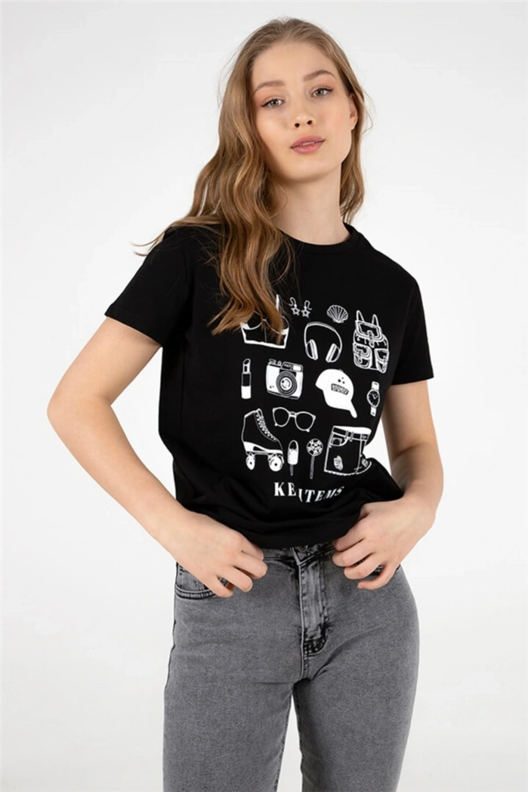 Baskılı Tişört Siyah