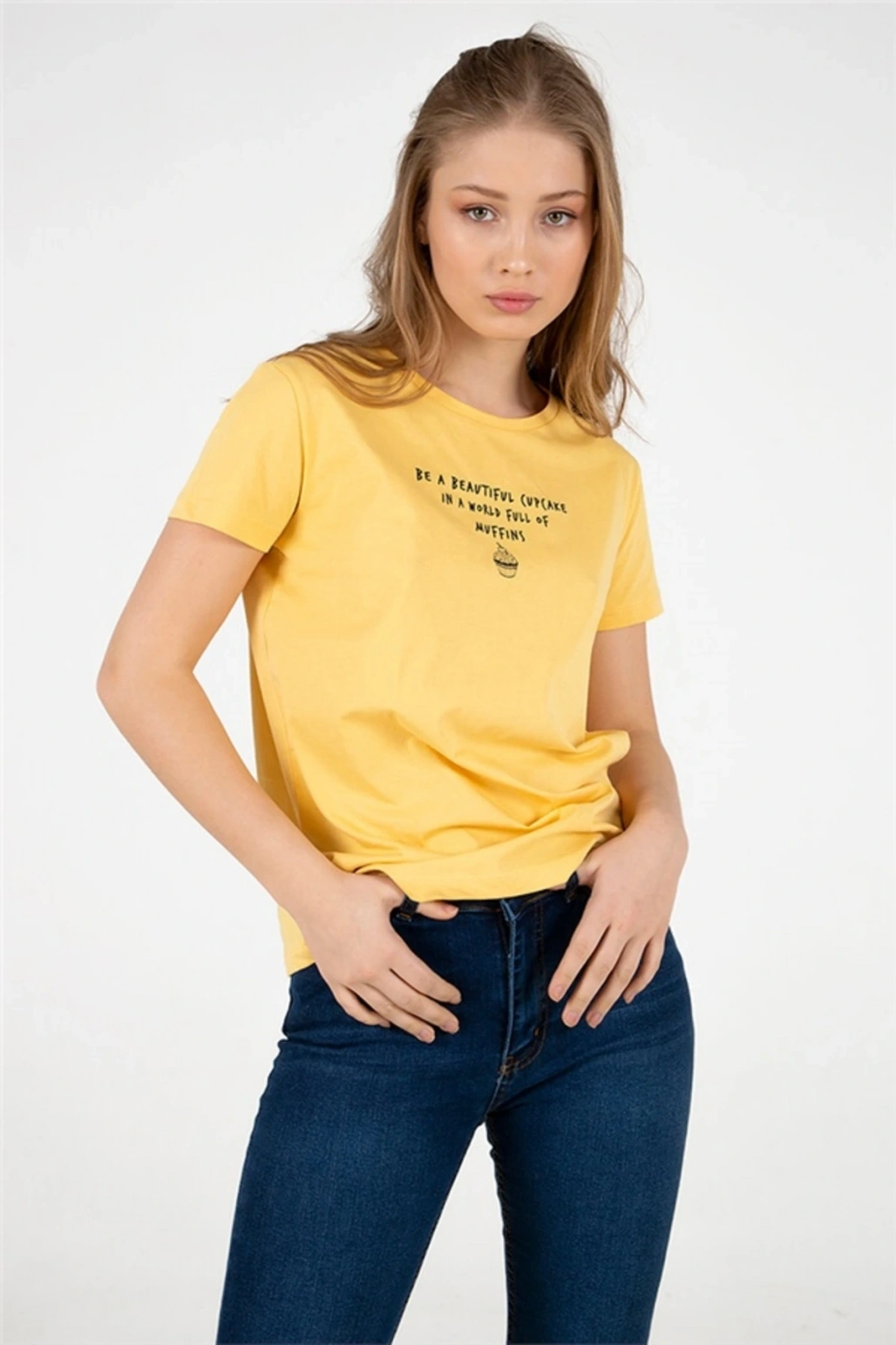 Baskılı Tişört Sarı