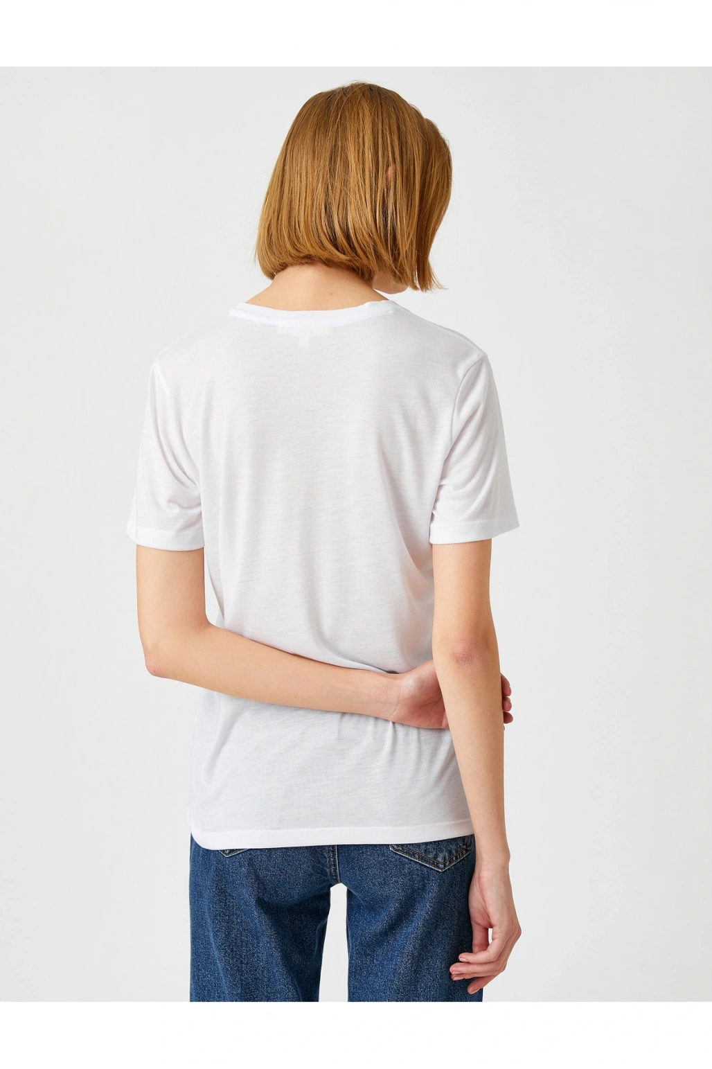 Bisiklet Yaka Kısa Kollu Baskılı Tişört