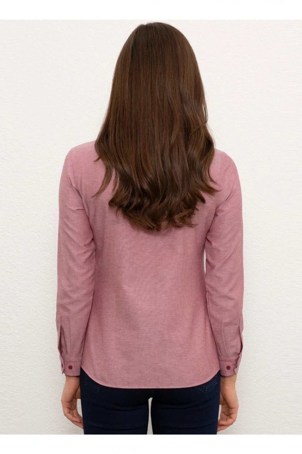 Kadın Bordo Slim Fit Gömlek