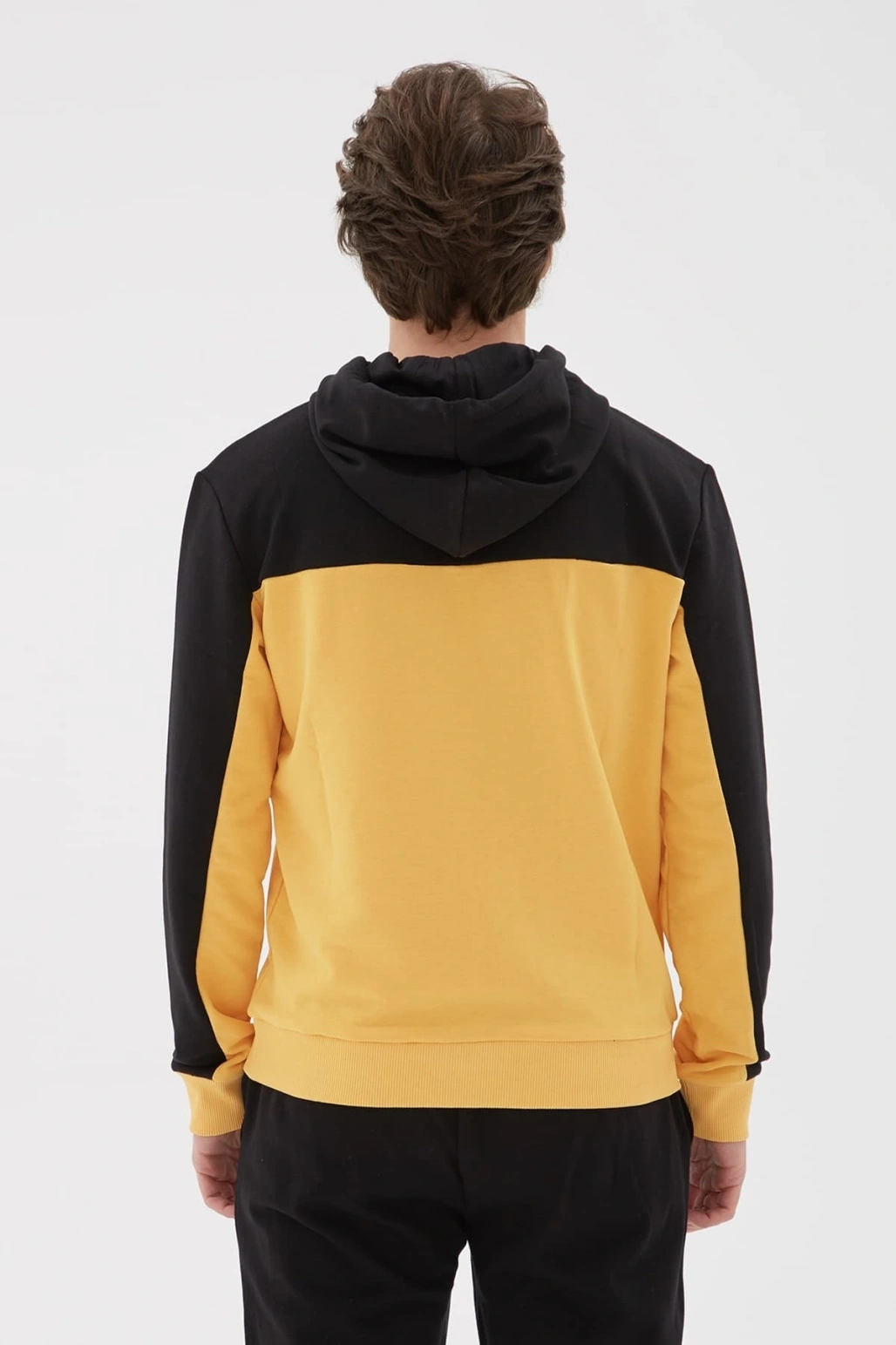 Baskılı Kapüşonlu Sweatshirt Hardal / Mustard