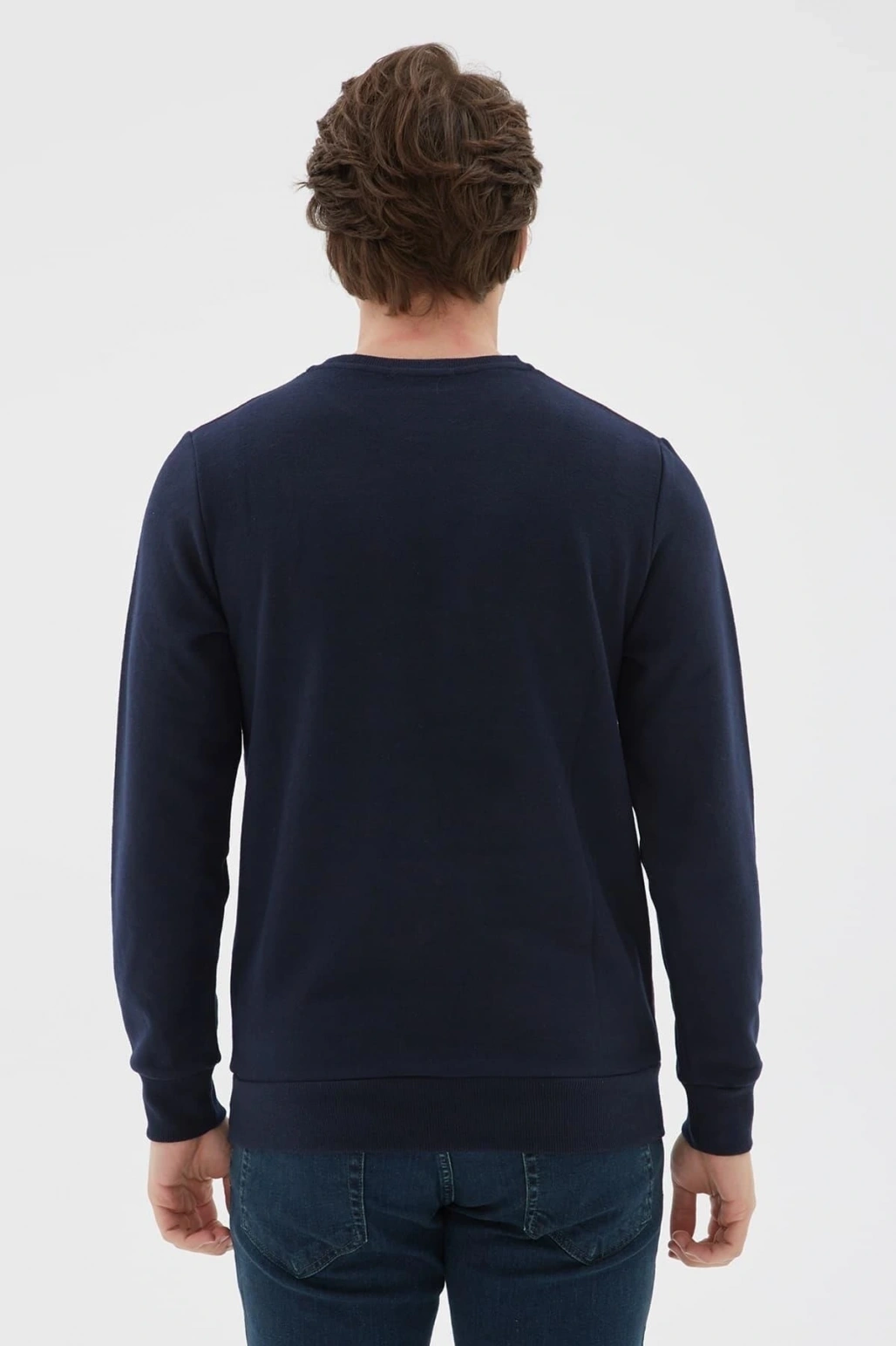 Bisiklet Yaka Desenli Sweatshirt Bordo / Burgundy