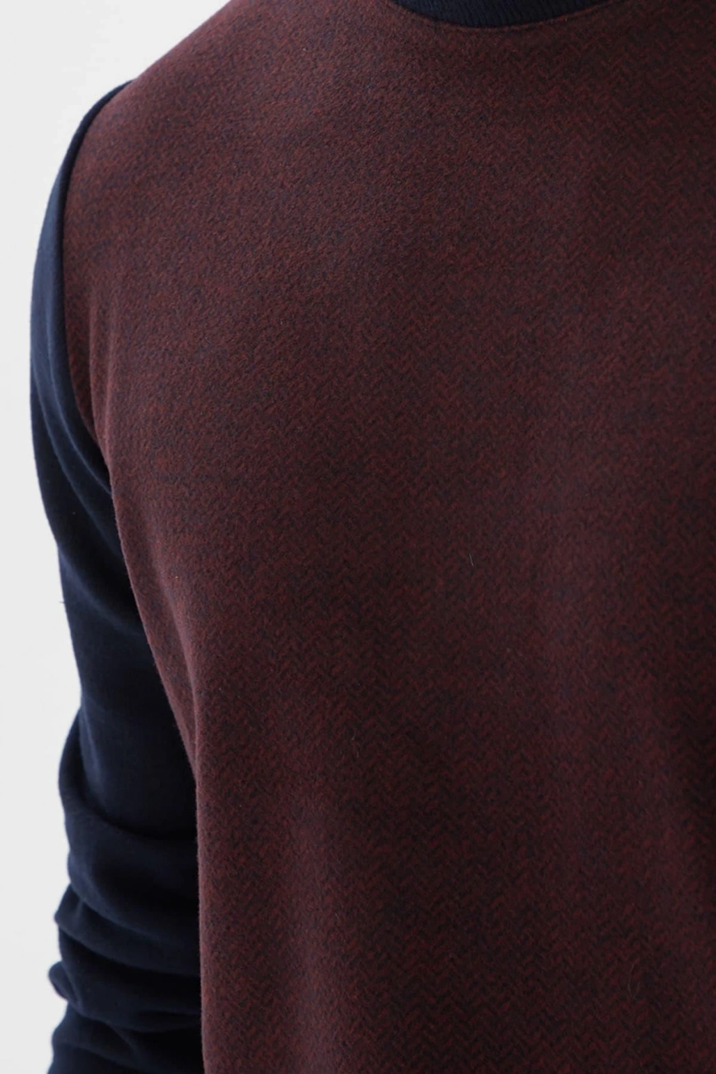 Bisiklet Yaka Desenli Sweatshirt Bordo / Burgundy