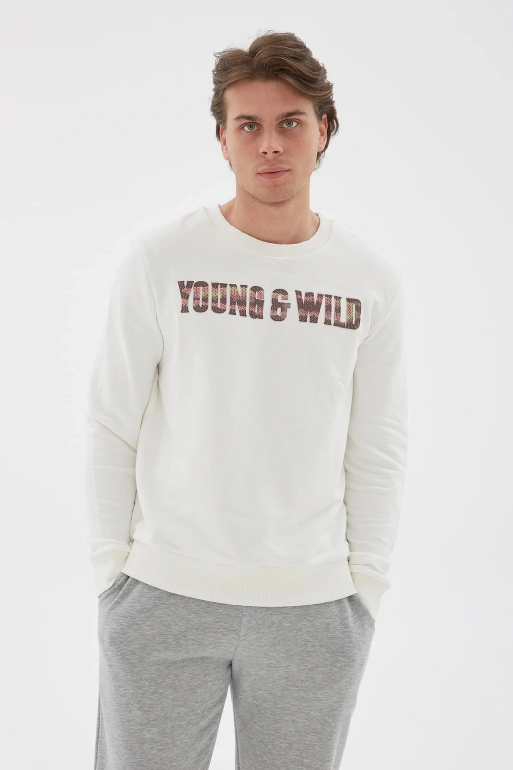 Bisiklet Yaka Baskılı Sweatshirt