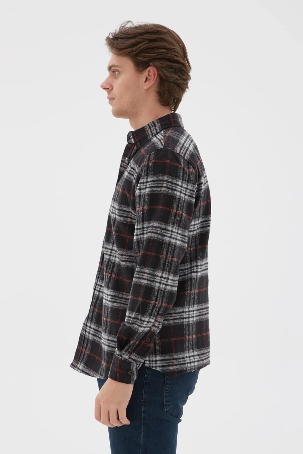 Ekose Desenli Gömlek Gri