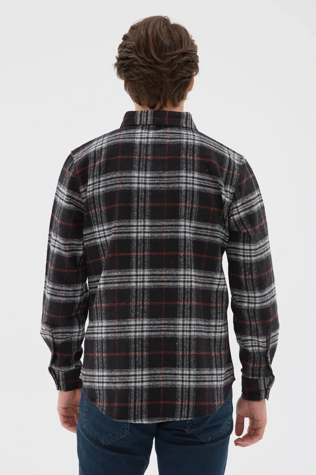 Ekose Desenli Gömlek Gri