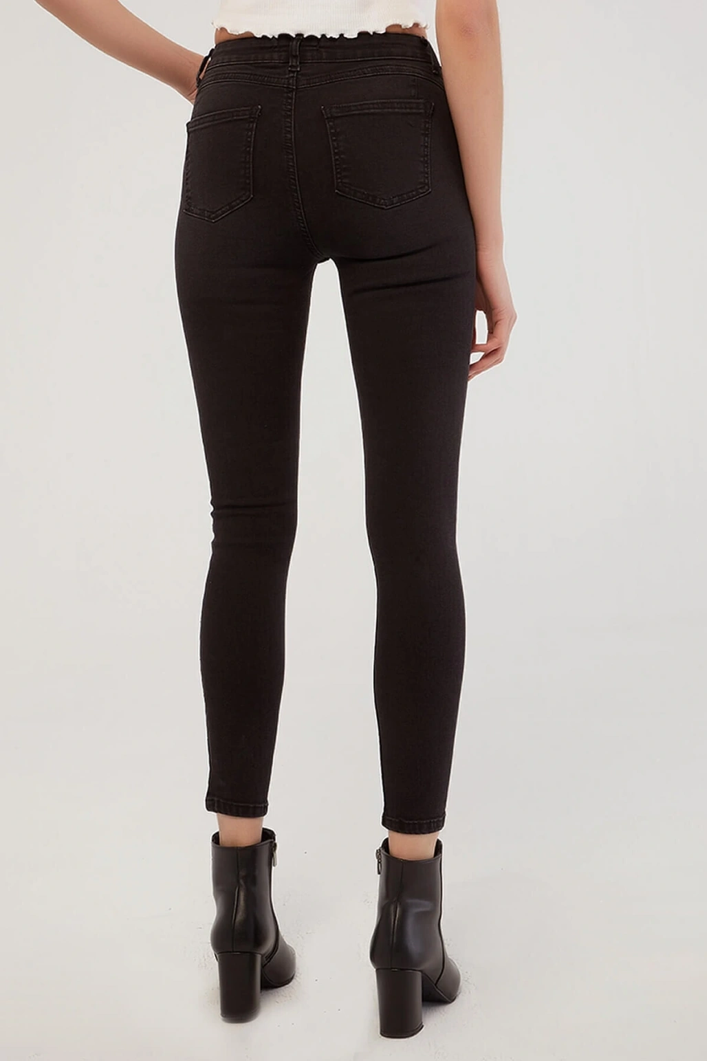 Yüksek Bel Skinny Fit Jean Pantolon Antrasit