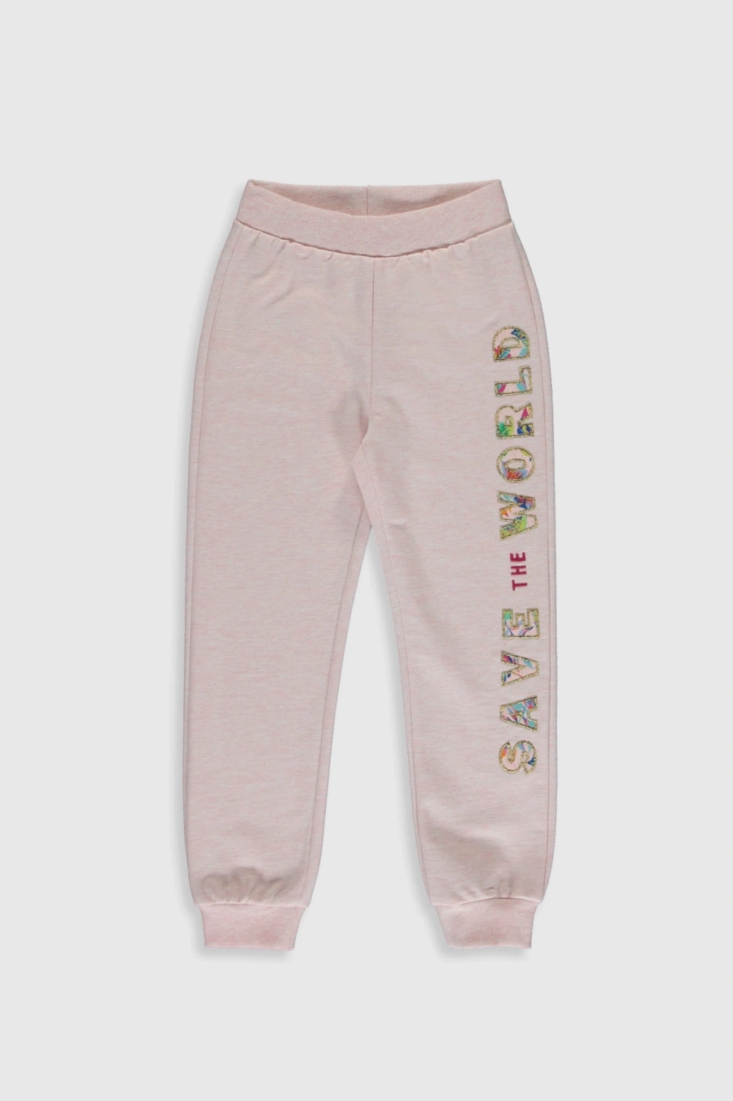 Kız Çocuk Pembe Melanj E6R Eşofman Altı