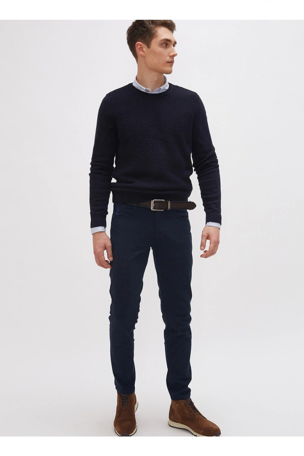 Slim Fit Düz Lacivert Erkek Pantolon