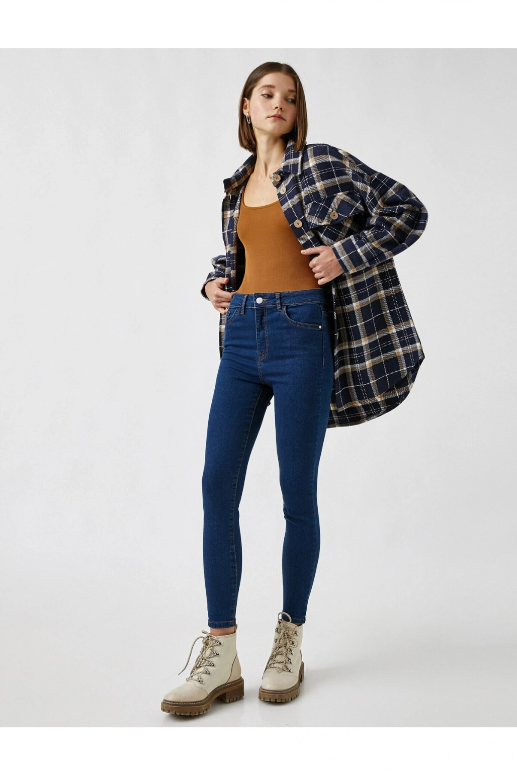 Yüksek Bel Cepli Kot Pantolon - Skinny Jean