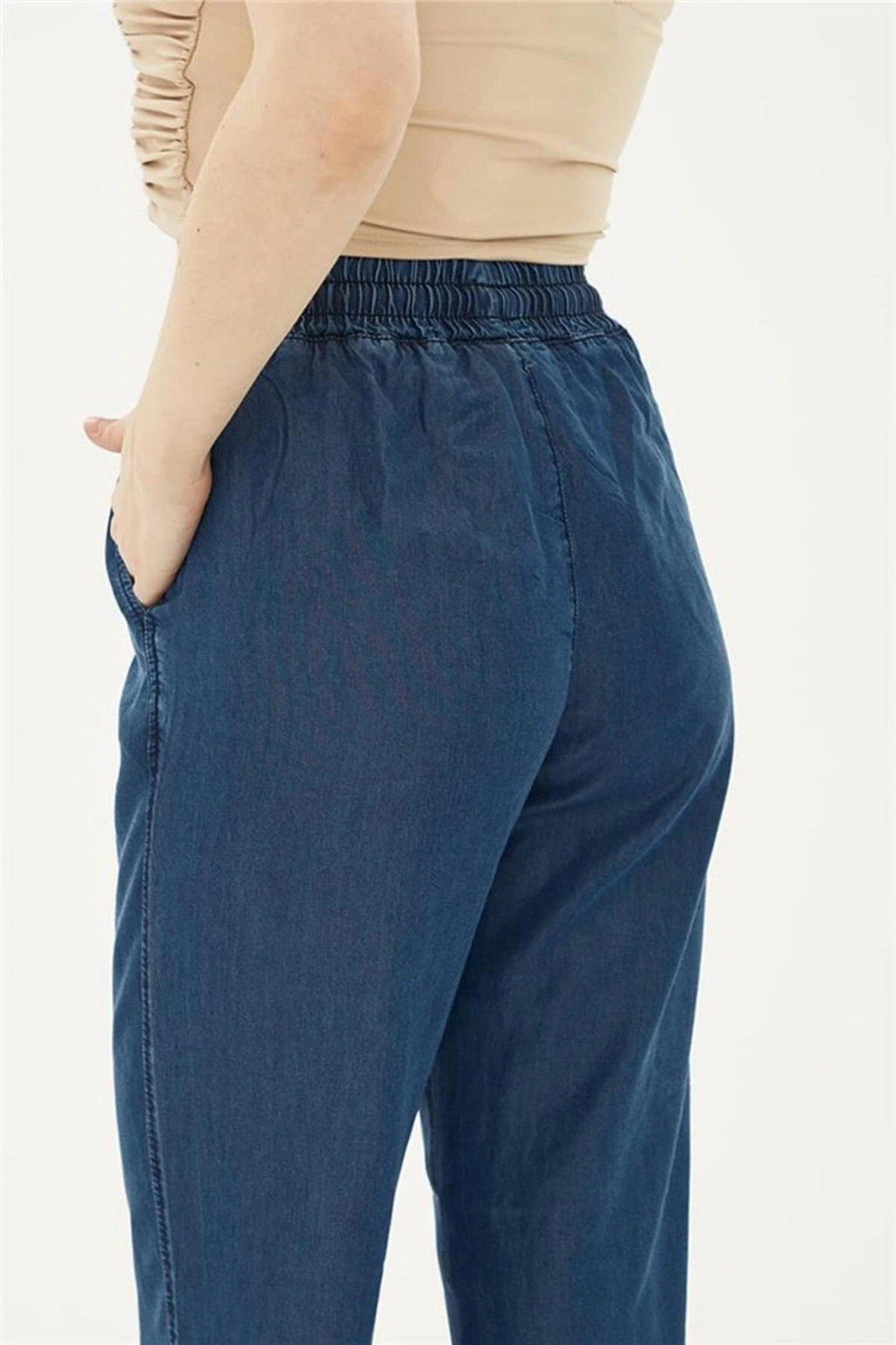 Beli Bağlamalı Denim Pantolon K.mavi / Dark Blue