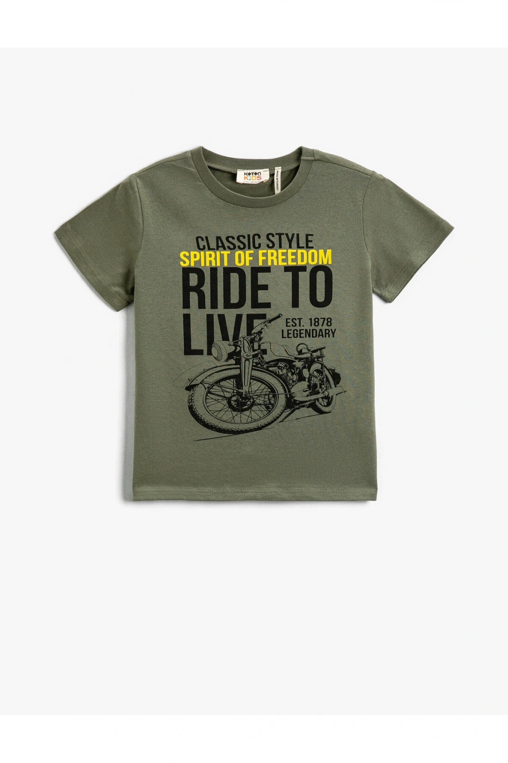 Motosiklet Baskılı Bisiklet Yaka Tişört Pamuklu