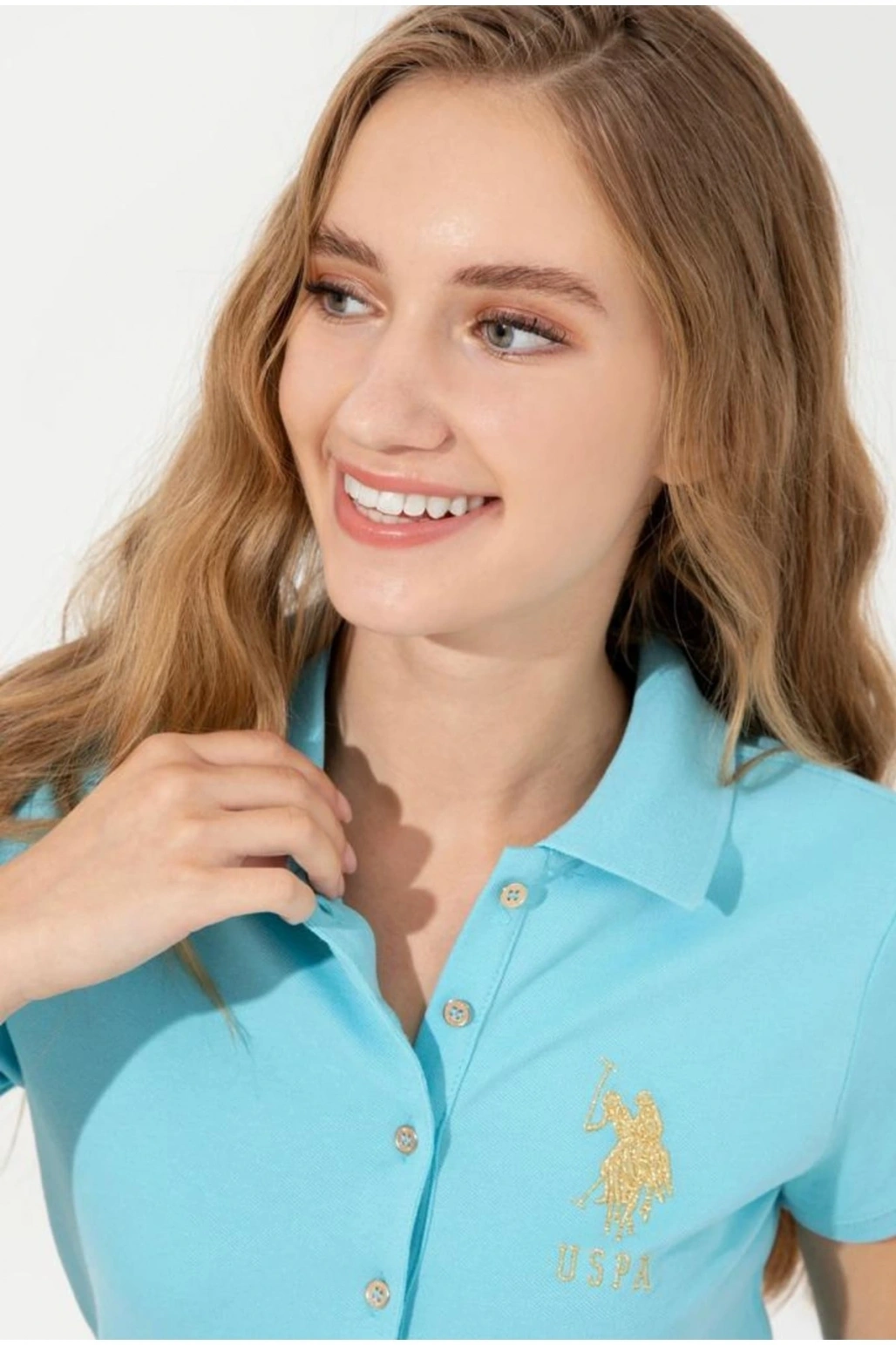 Kadın Turkuaz Polo Yaka T-shırt Basıc