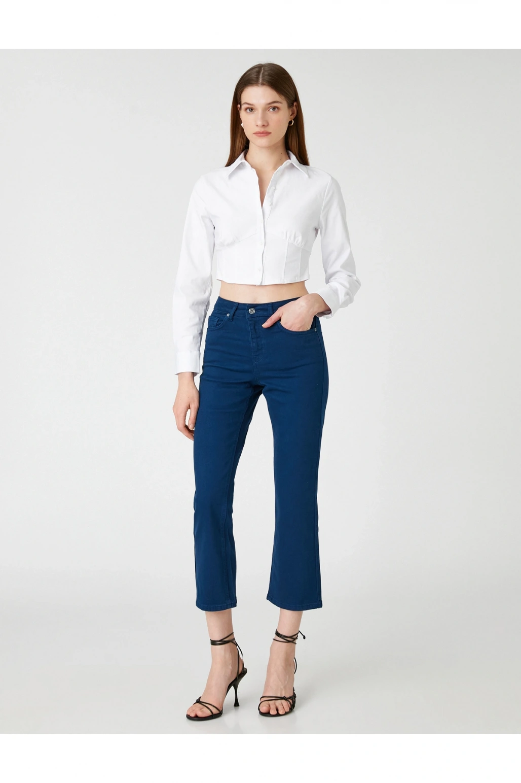 İspanyol Crop Paça Kot Pantolon Dar Kesim