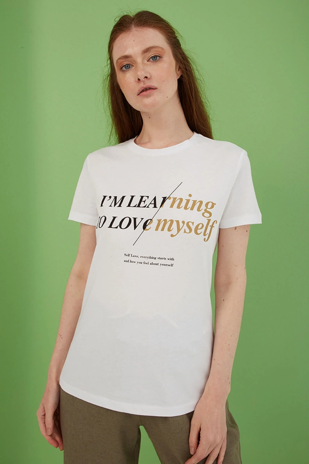 Baskılı T-shirt Beyaz