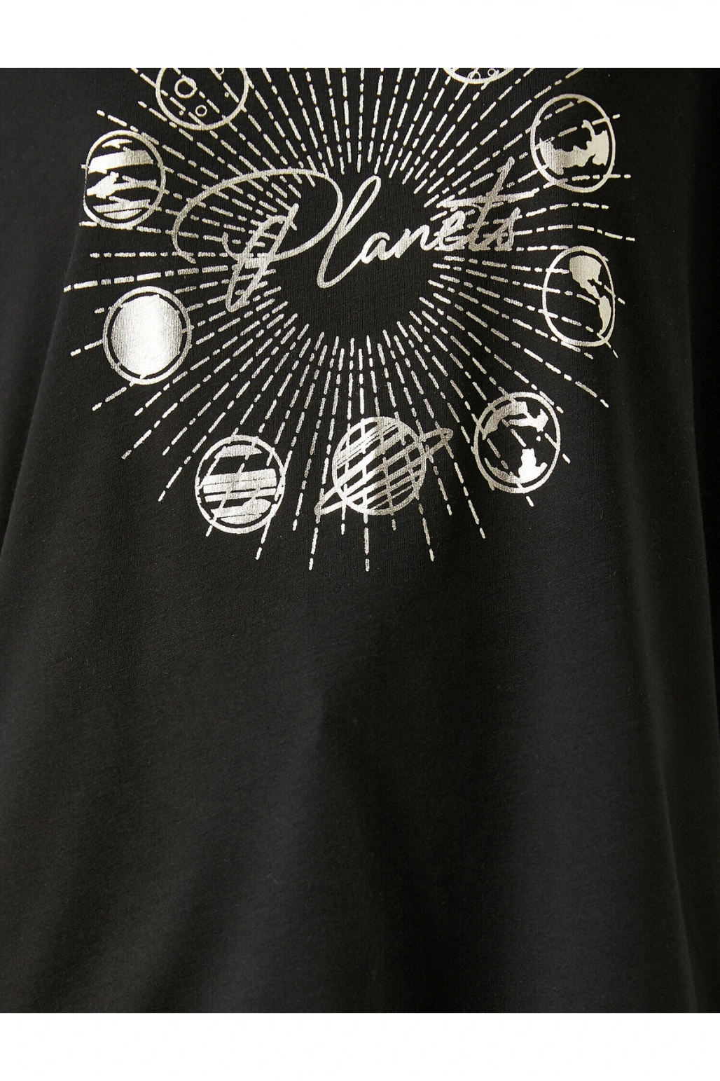 Bisiklet Yaka Kısa Kollu Baskılı Tişört