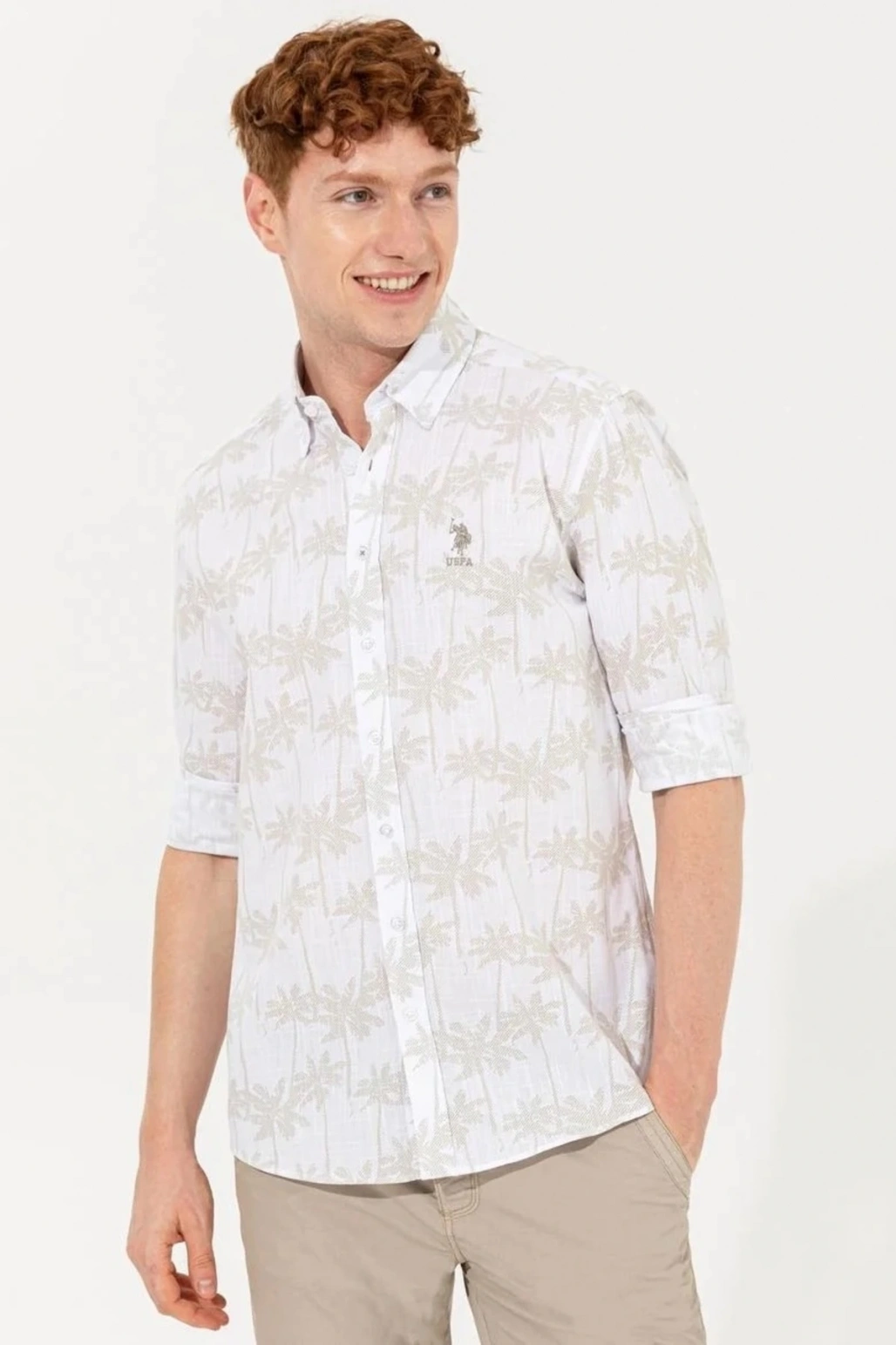 Erkek Haki Gömlek Uzunkol