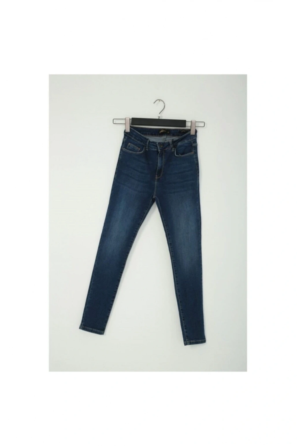 22y0565k1 Yüksek Bel Skinny Fit Koyu Mavi Kadın Denim Pantolon