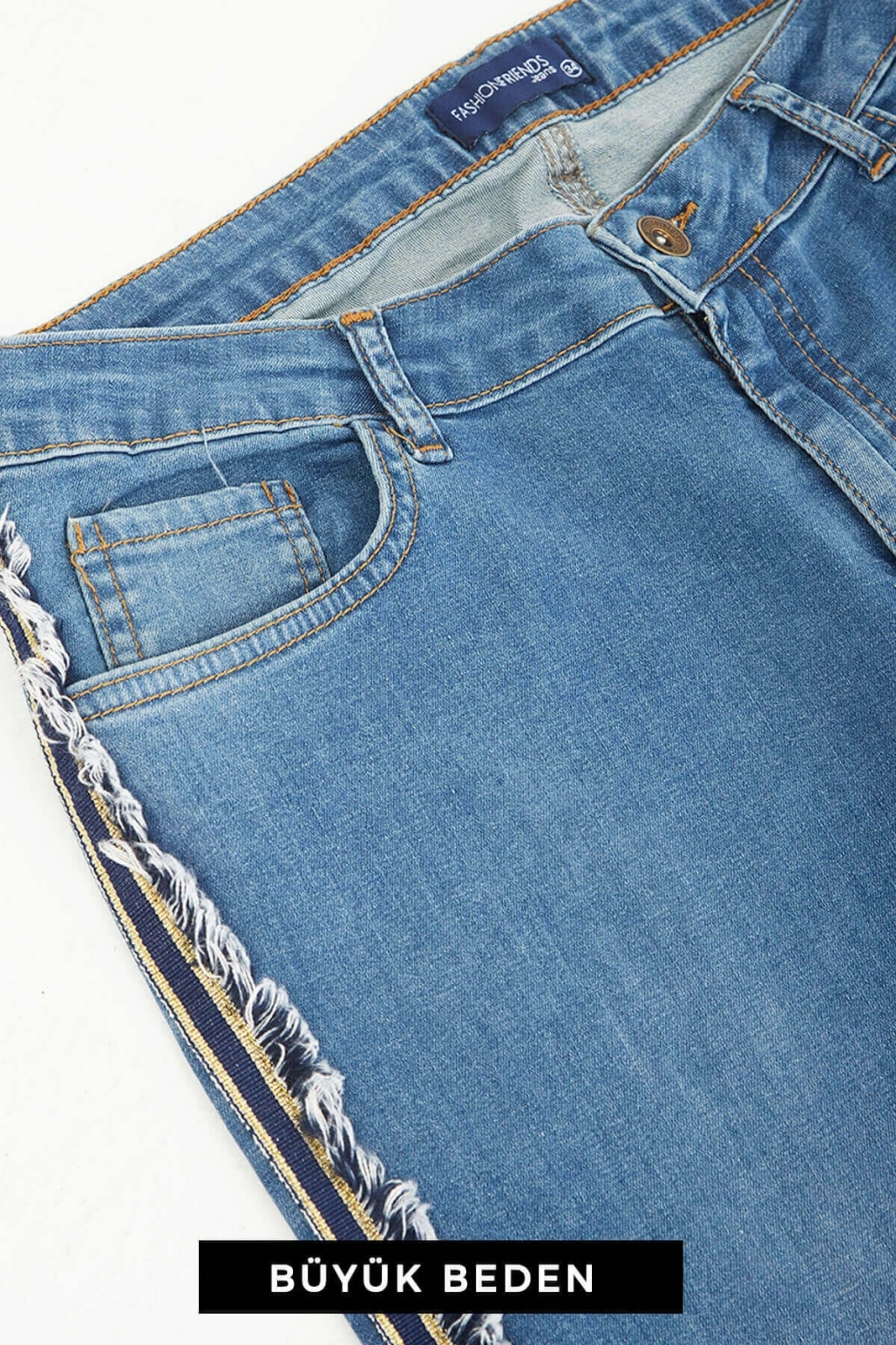 Kadın Büyük Beden Jean Pantolon Mavi