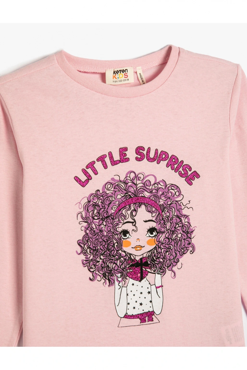 Tişört Uzun Kollu Bisiklet Yaka Baskılı Pamuklu