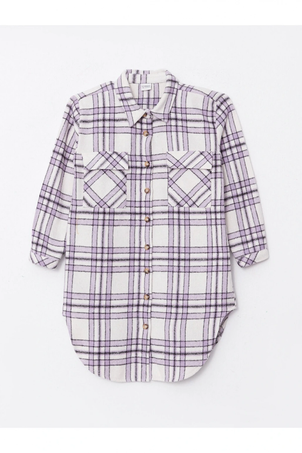 Ekose Uzun Kollu Kız Çocuk Tunik