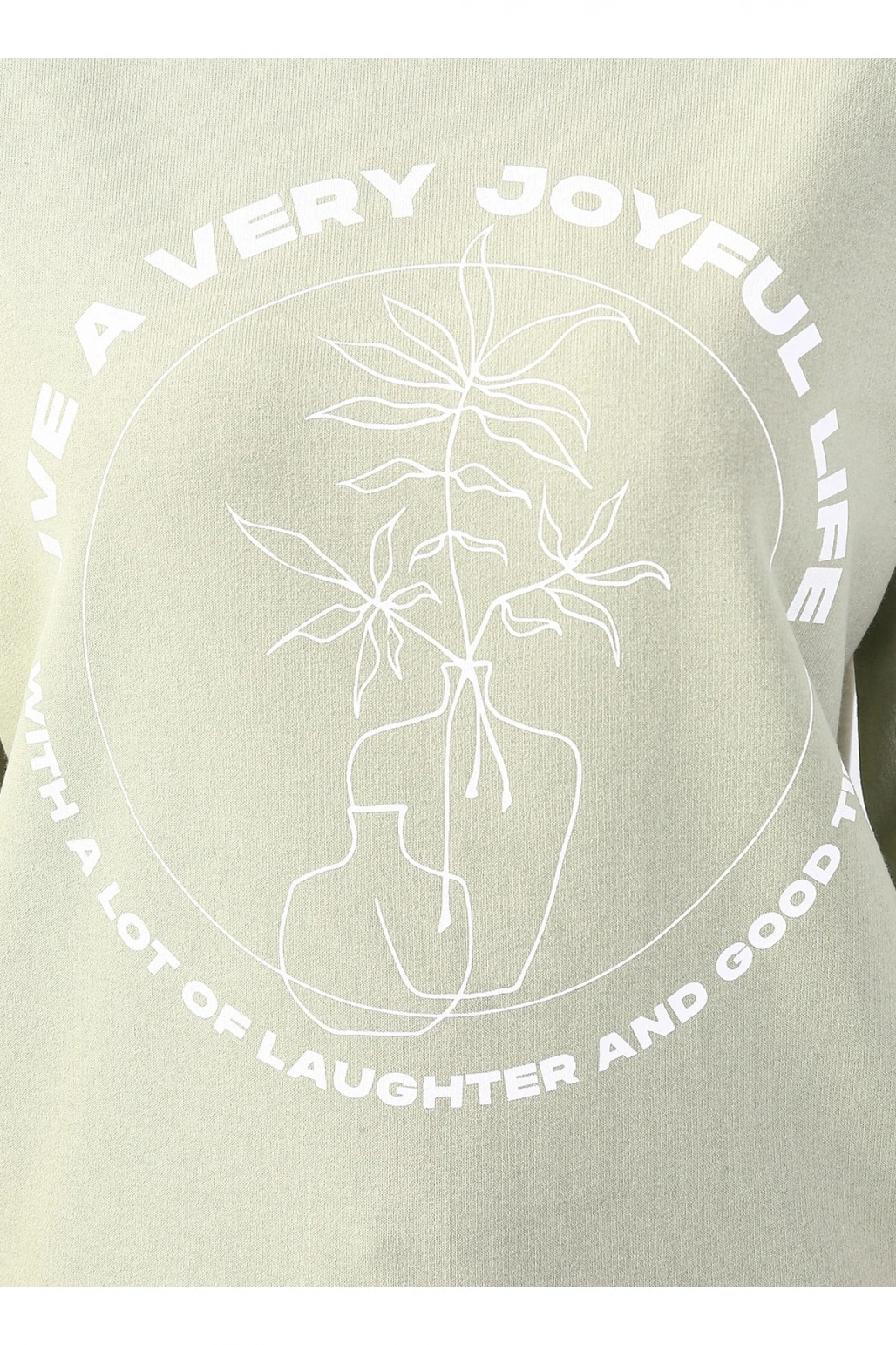 Bisiklet Yaka Baskılı Çağla Kadın Sweatshırt 22k0572k1