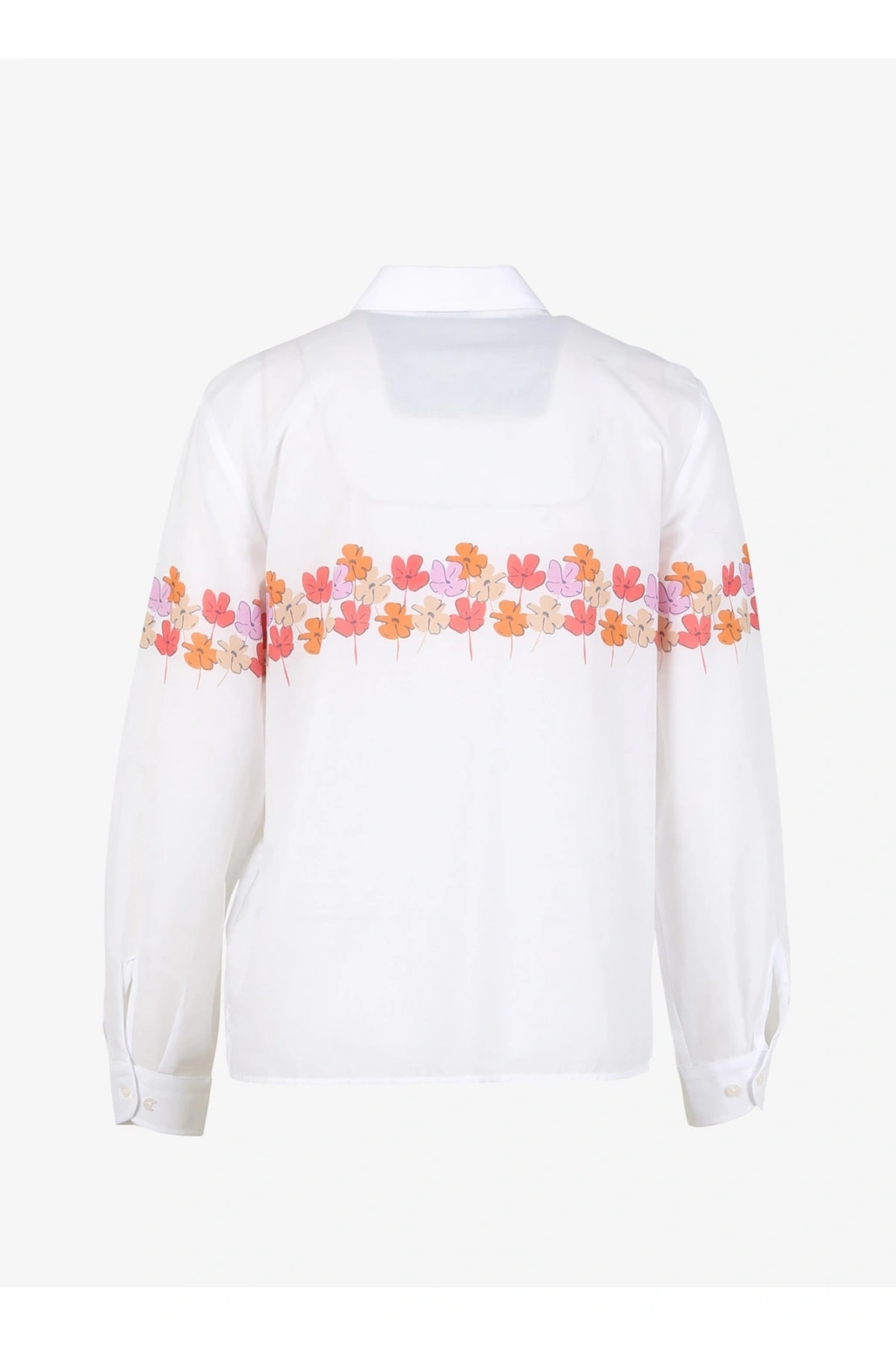 Regular Fit Gömlek Yaka Çiçek Desenli Pembe Kadın Gömlek Protsa