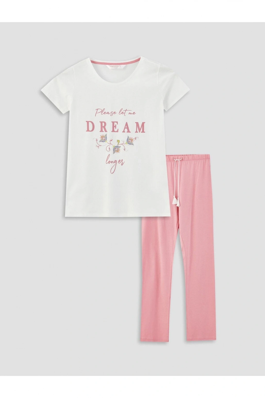 Bisiklet Yaka Baskılı Kısa Kollu Kadın Pijama Takımı