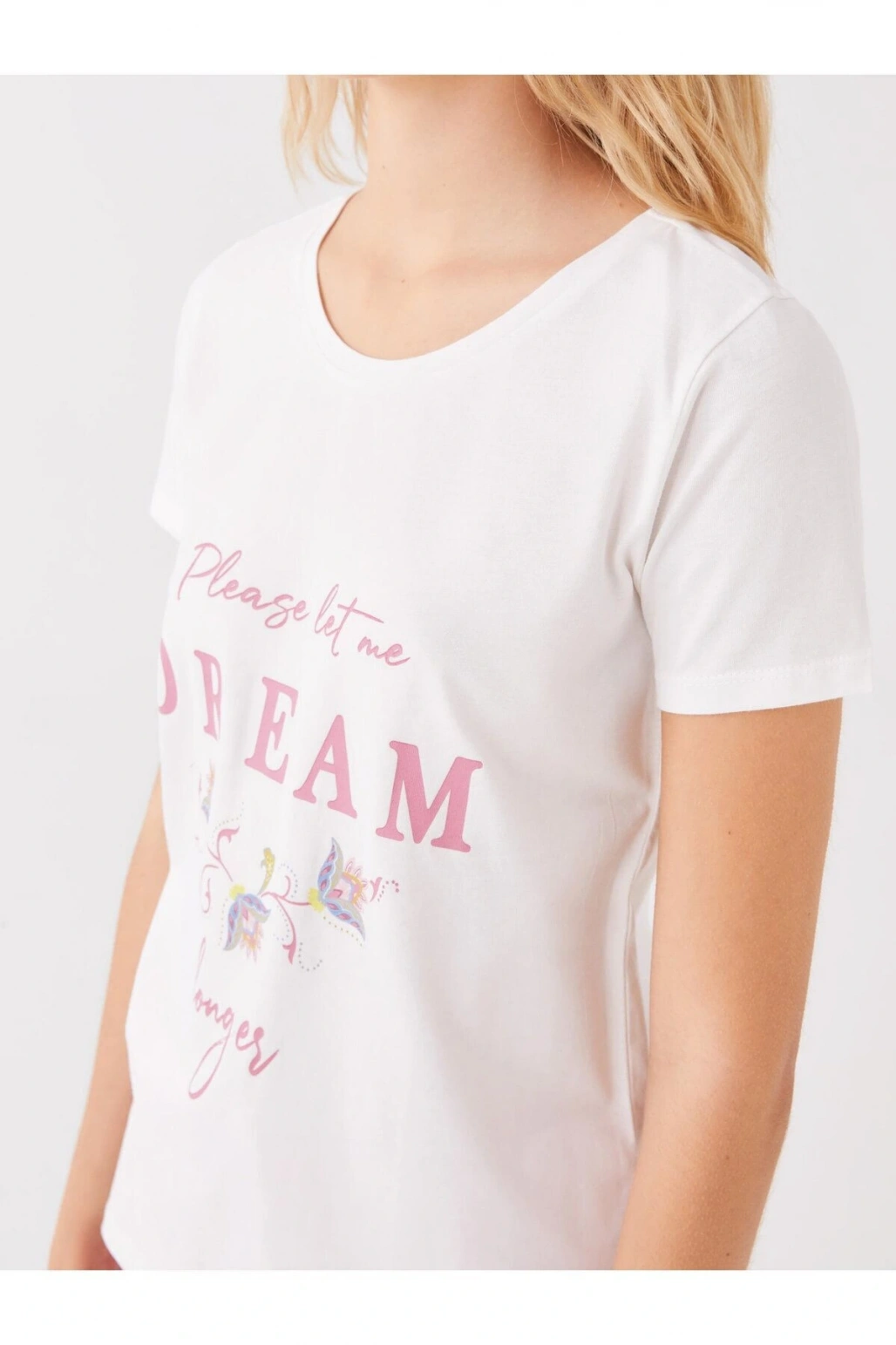 Bisiklet Yaka Baskılı Kısa Kollu Kadın Pijama Takımı