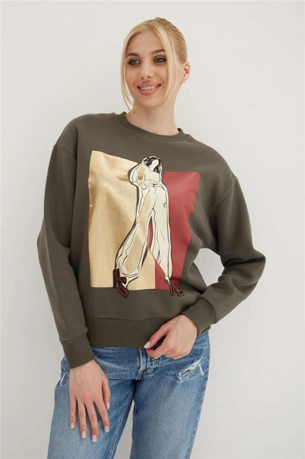 Baskılı Sweat Füme