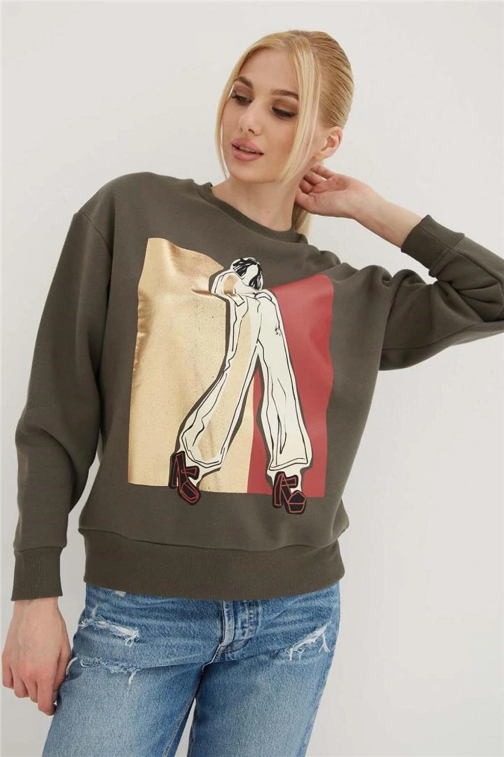 Baskılı Sweat Füme