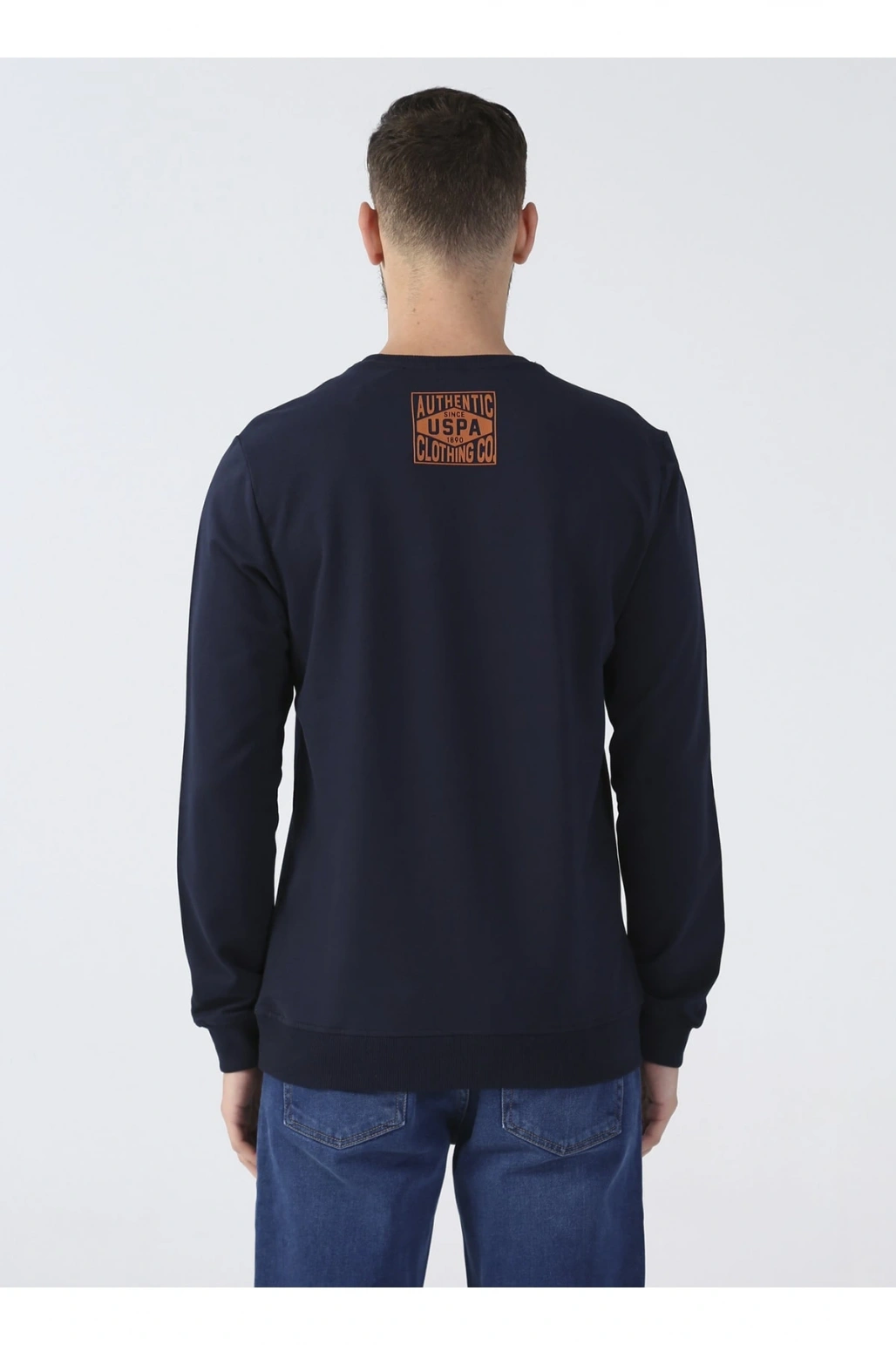 Bisiklet Yaka Lacivert Erkek Sweatshırt Gambı