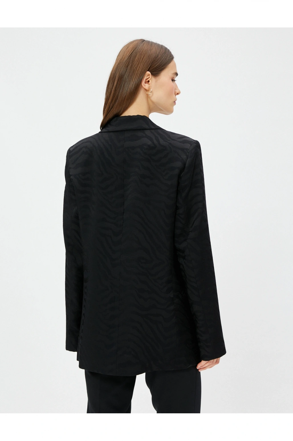 Zebra Desenli Oversize Blazer Ceket Tek Düğmeli