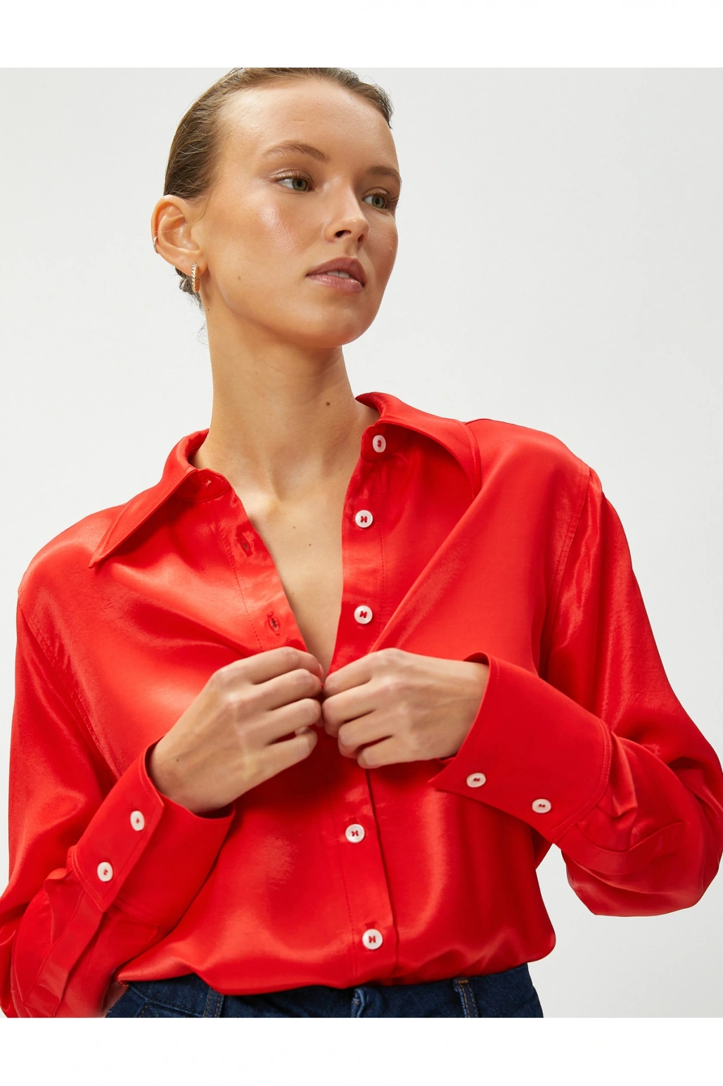 Saten Uzun Kollu Gömlek