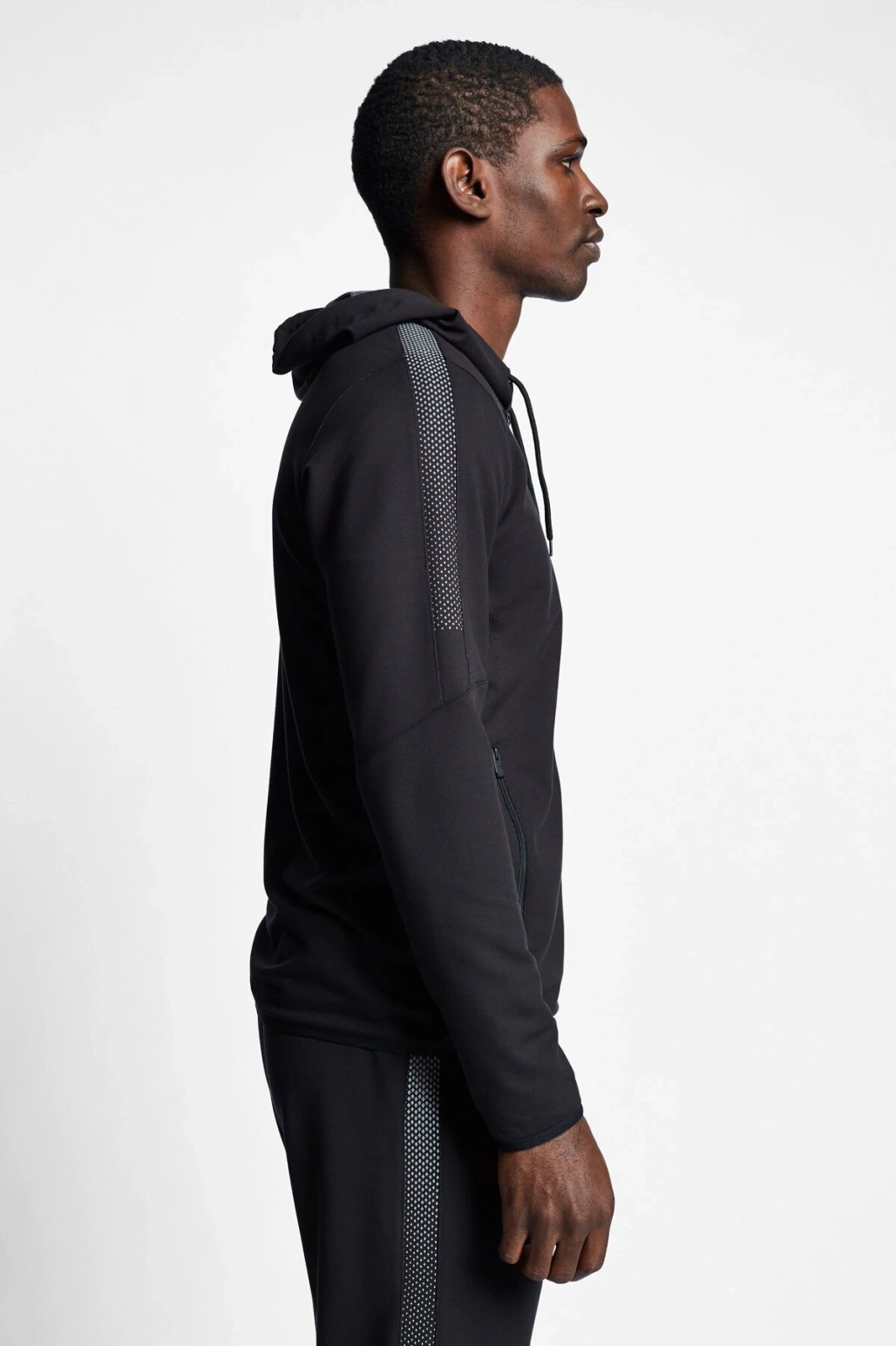 Siyah Erkek Fermuarlı Kapüşonlu Sweatshirt 22b-1118