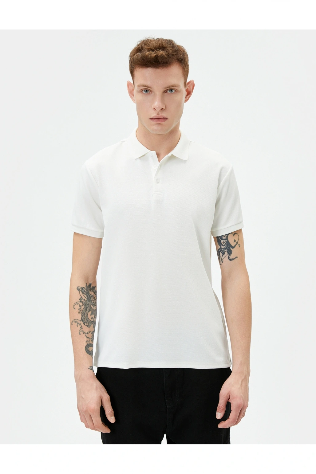 Yakalı Tişört Slim Fit Düğmeli Kısa Kollu