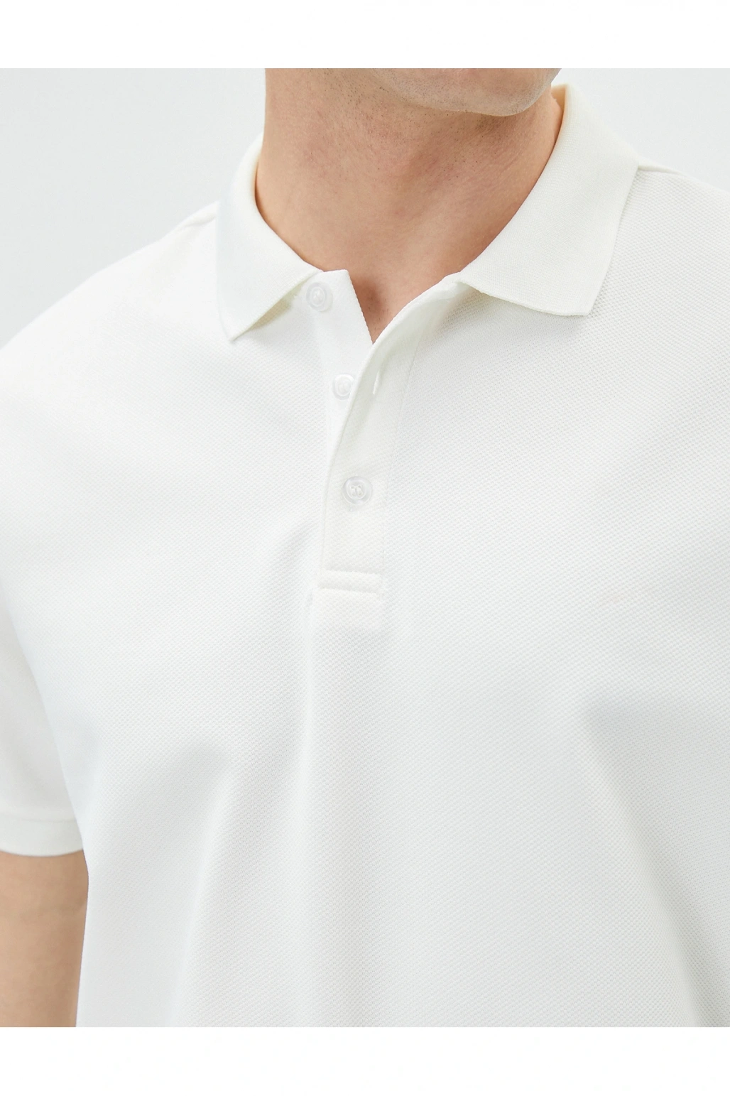 Yakalı Tişört Slim Fit Düğmeli Kısa Kollu