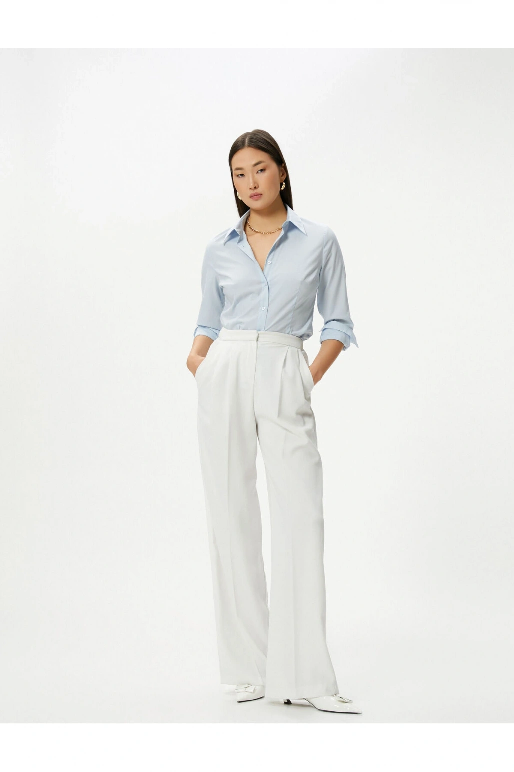 Slim Fit Gömlek Uzun Kollu Düğmeli Manşet Yaka