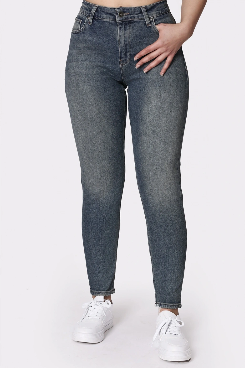 Kadın Koyu Mavi Denim Pantolon