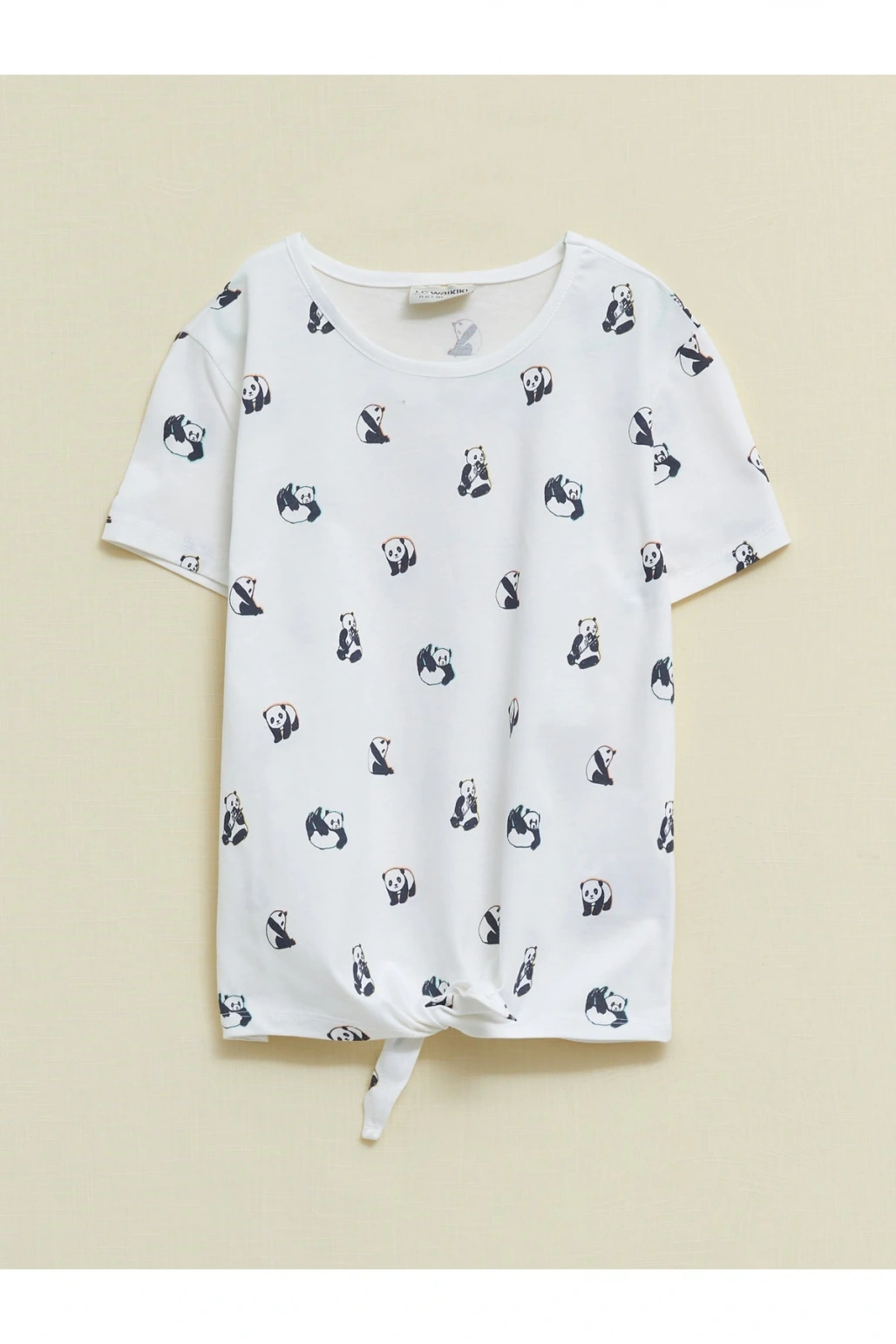 Bisiklet Yaka Baskılı Kısa Kollu Pamuklu Kız Çocuk Tişört