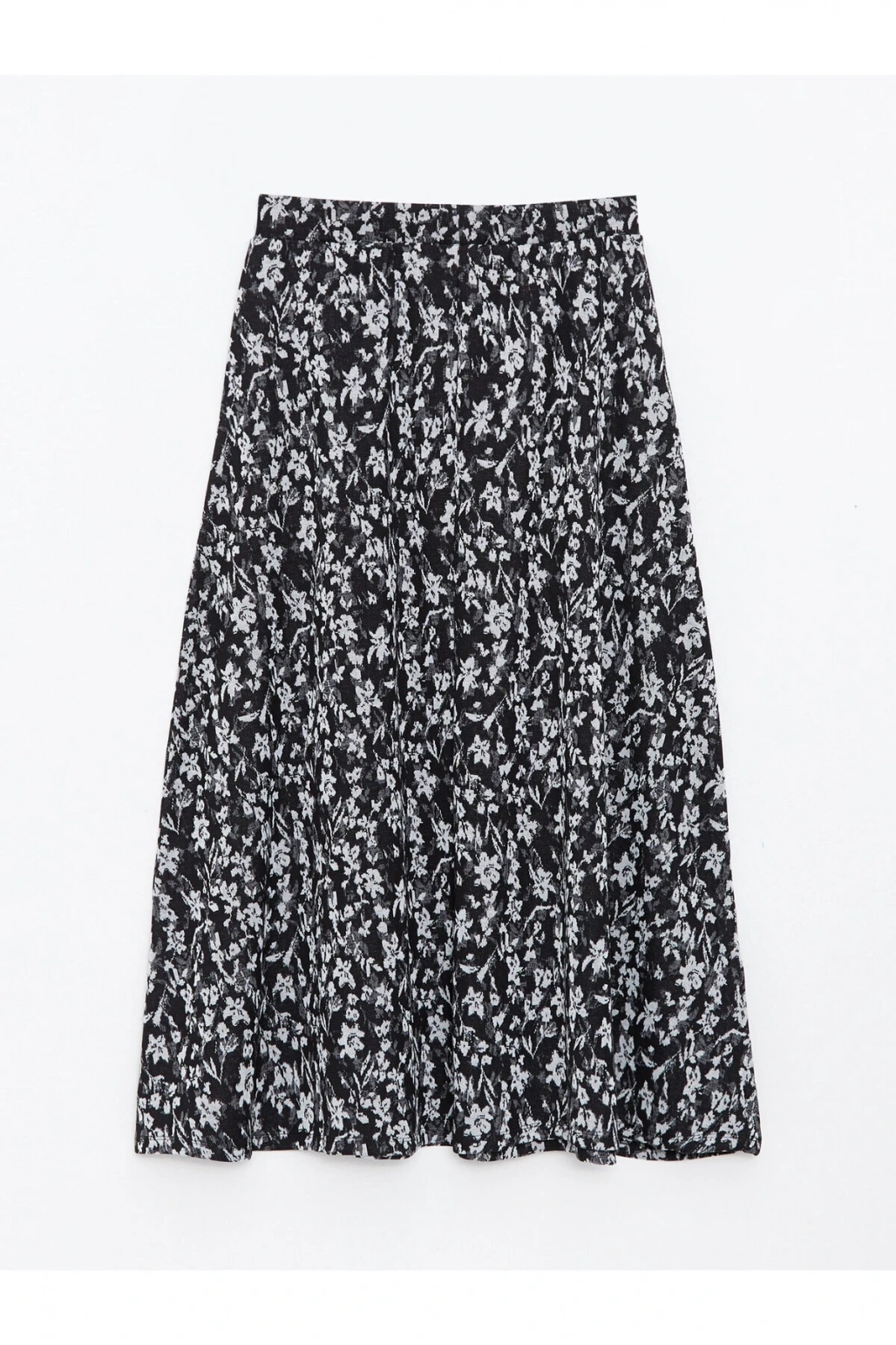 Beli Lastikli Desenli Ponte Kadın Kloş Etek